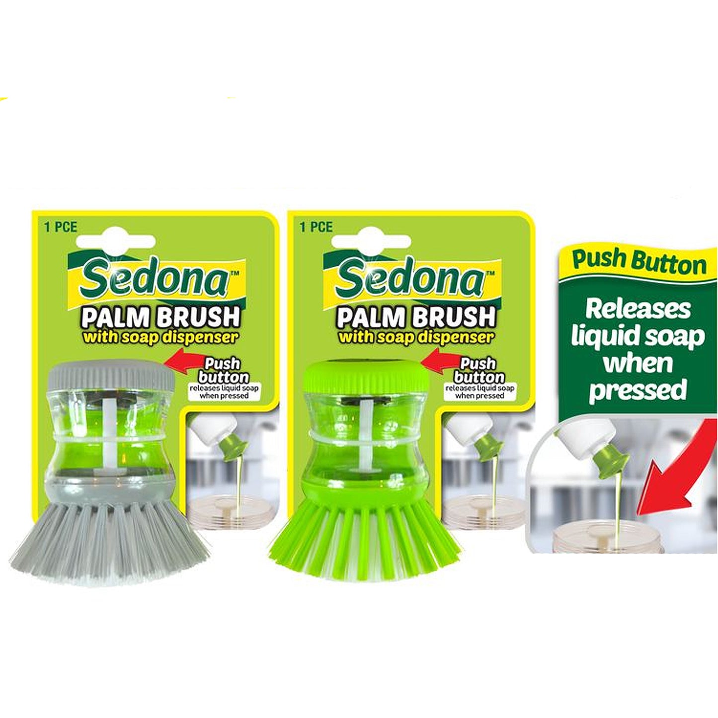 Detergent Dispenser Brush Palm Hand Soap Dish Oval Twist Head Push Button 6pk
