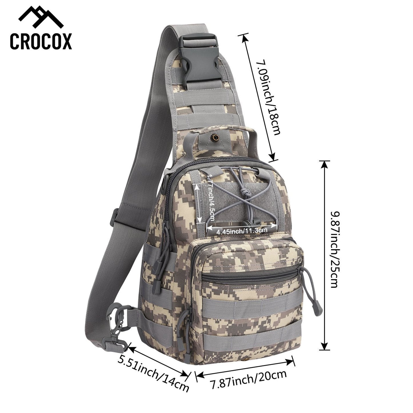 Crocox Tactical Shoulder Bag Sling Messenger Military Chest Pack Fanny Backpack