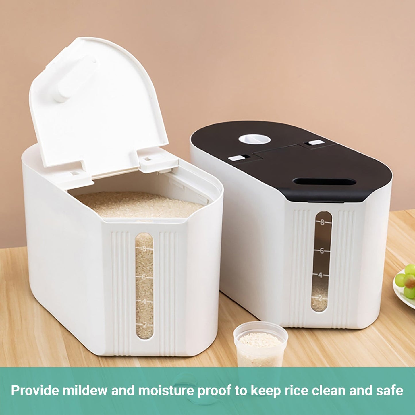 Lecluse Rice Dispenser Cereal Storage Box Spaghetti Noodle Container Sealed