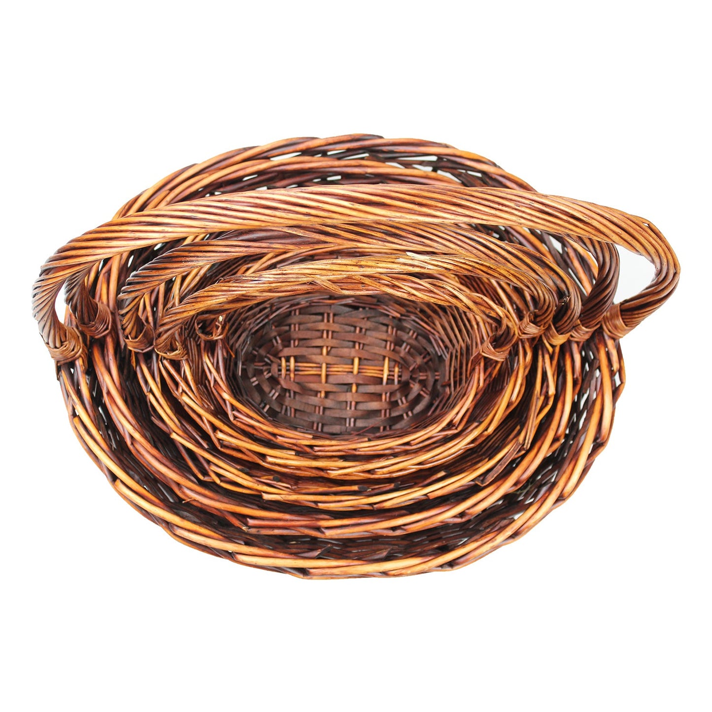 Wicker Basket Set Cane Hamper Picnic Handle Small Large White Brown Vintage Gift