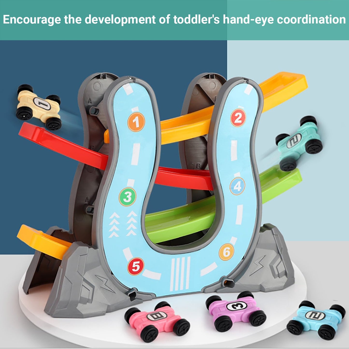 Truboo Kids Car Track Toy Gliding Playset Vehicle Race Rail Slider Boy Toddlers