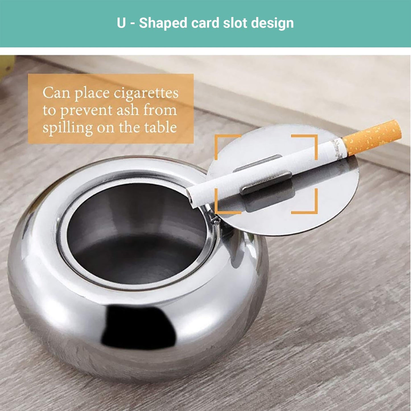 Wasel Stainless Steel Ashtray Cigarette Smoking Lidded Case Windproof Ash Holder