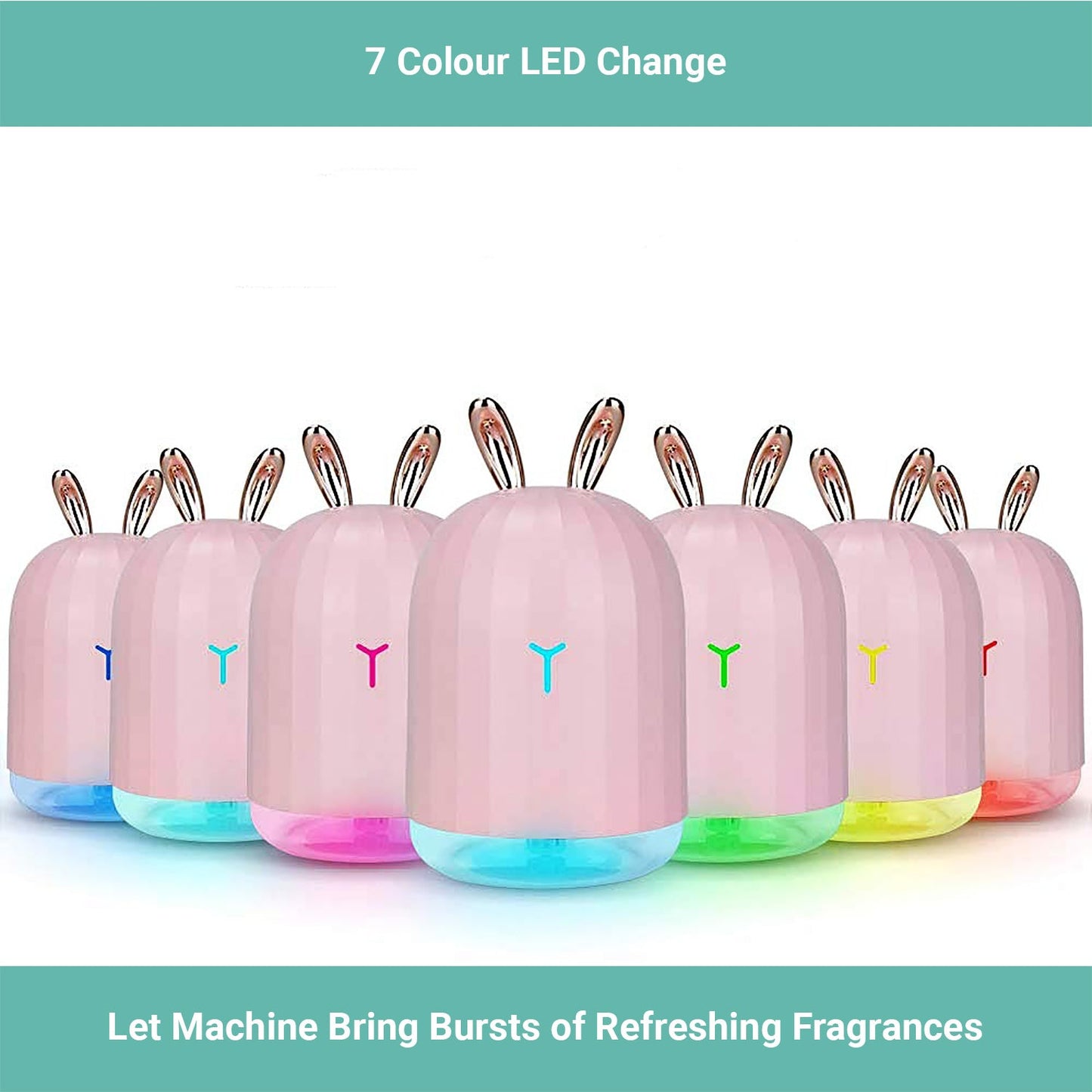 Wasel Mini Desk Air Humidifier Aromatherapy USB LED Lights Deer Rabbit Shaped