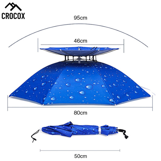 Crocox Fishing Umbrella Hat Folding Outdoor Golf Camping Headwear UV Mens Wide