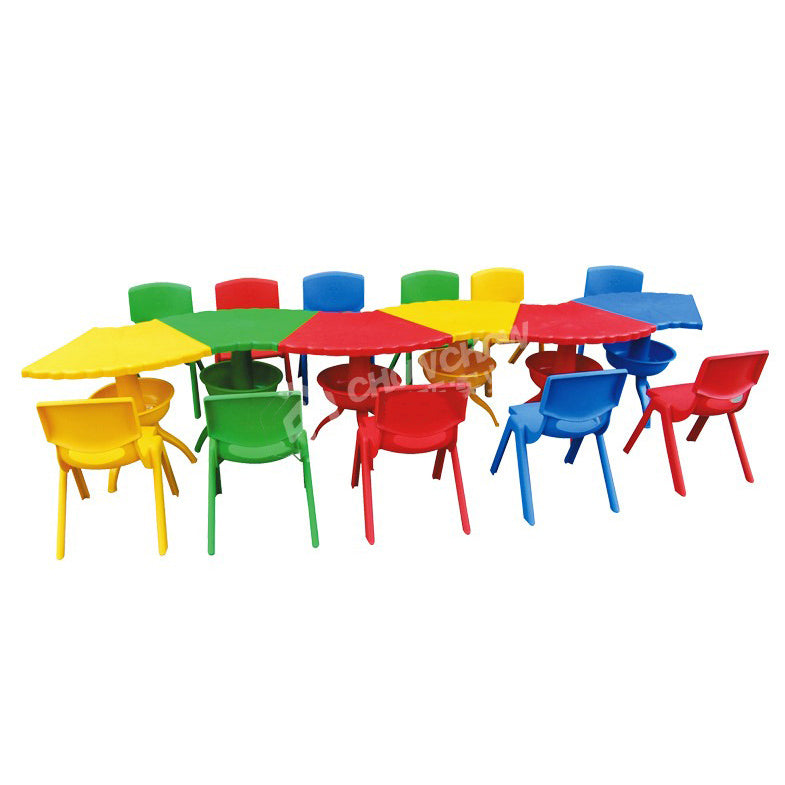 Kids Table and Chair Set Children Activity Toddler Large Plastic 6 Chairs 127x50
