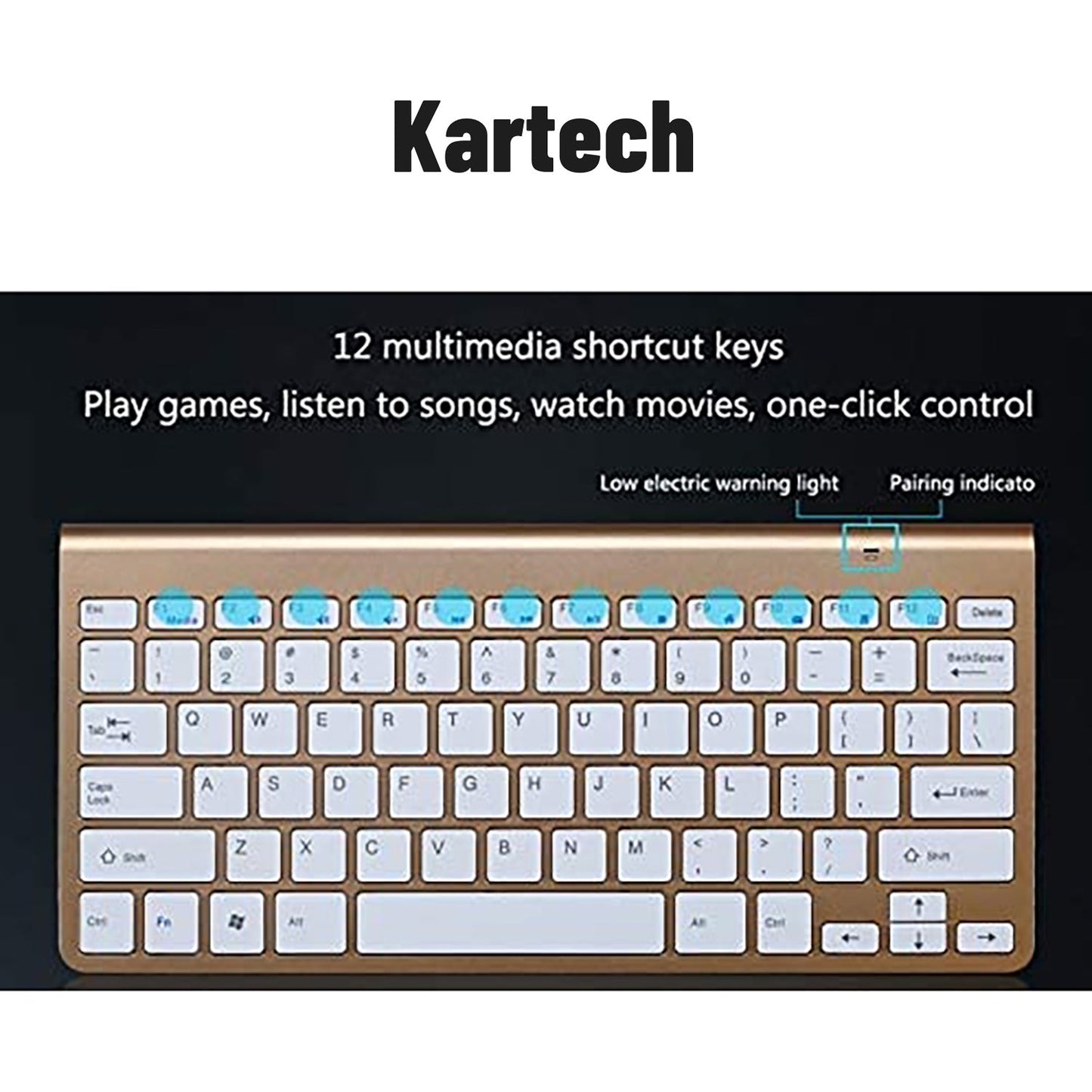 Kartech Wireless Keyboard Portable USB Mini Slim Ultra-Thin for PC Laptop