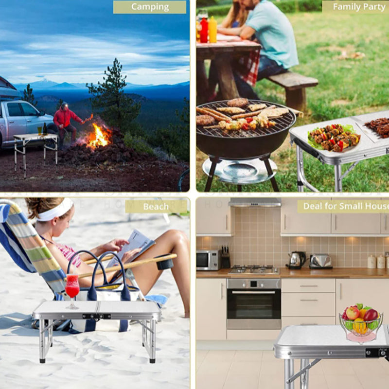 Crocox Aluminum Alloy Folding Table Camping Portable Handle Adjustable Aluminum
