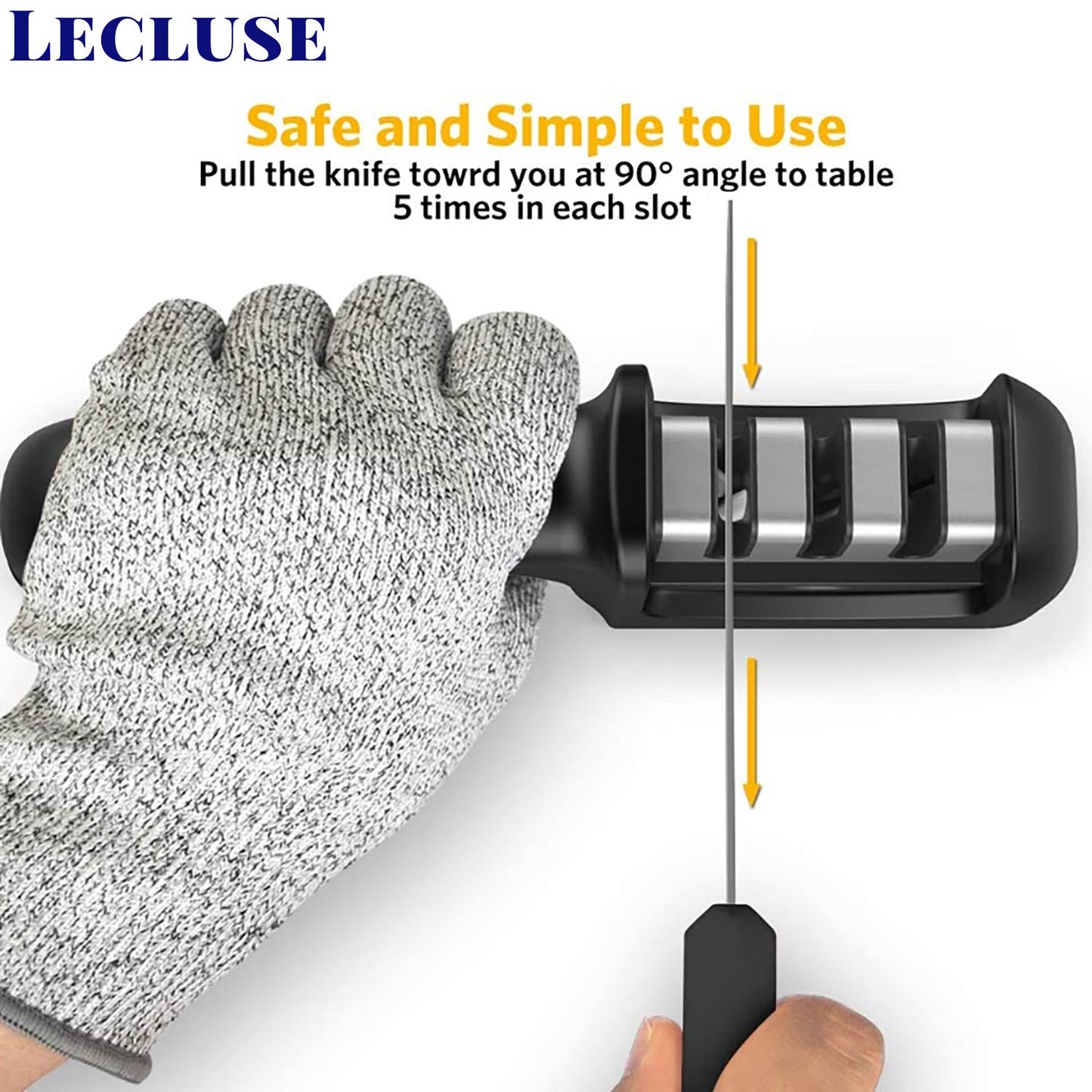 2x Lecluse Knife Sharpener 3/4 Stage Kitchen Diamond Tool Scissor Stainless