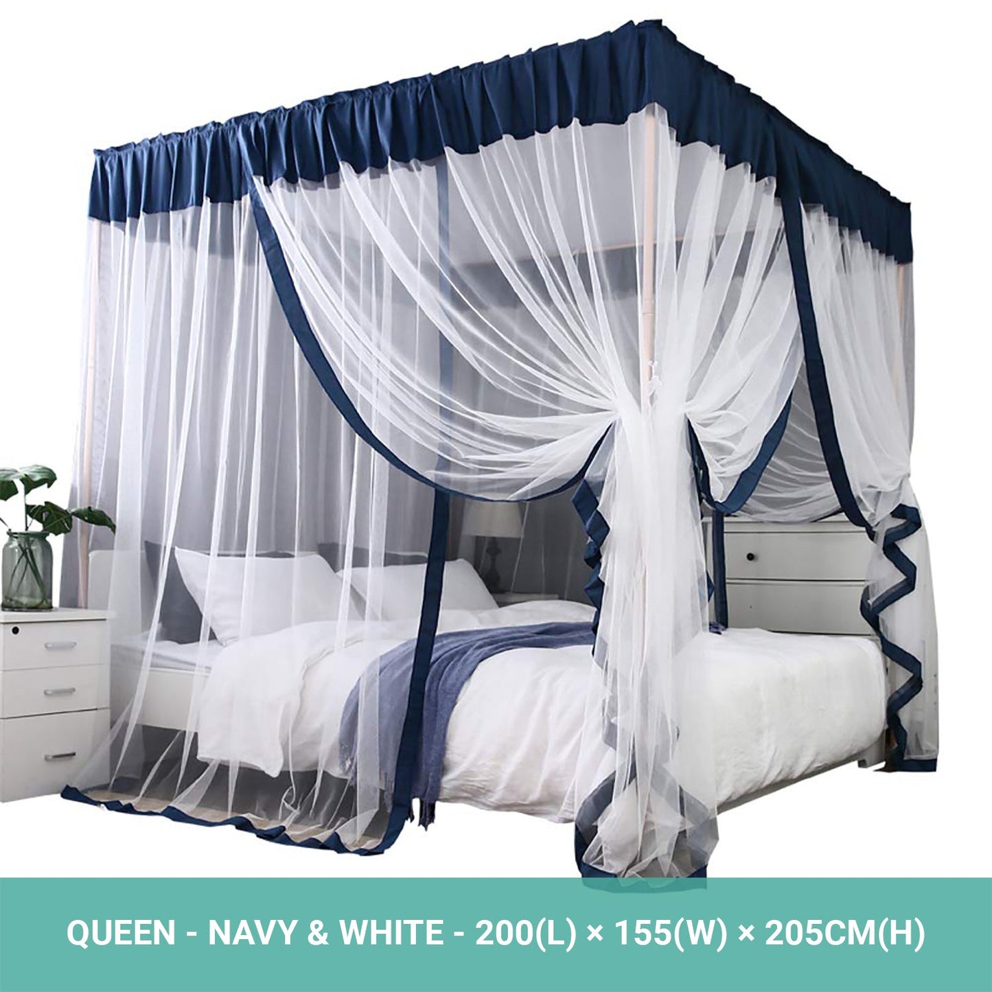 Lecluse Romantic Mosquito Curtain 4 Corner Bed Canopy King Queen Size Netting