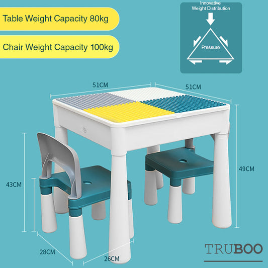 Truboo Building Blocks Kids Table and Chairs Set Toy Bricks Activity Play Baby