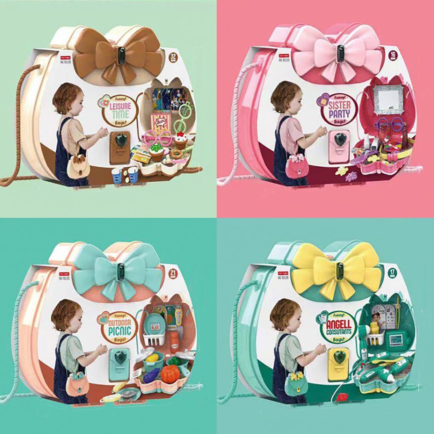 Truboo Kids Pretend Toy Playset Makeup Doctor Cooking Educational Kit Carry Box