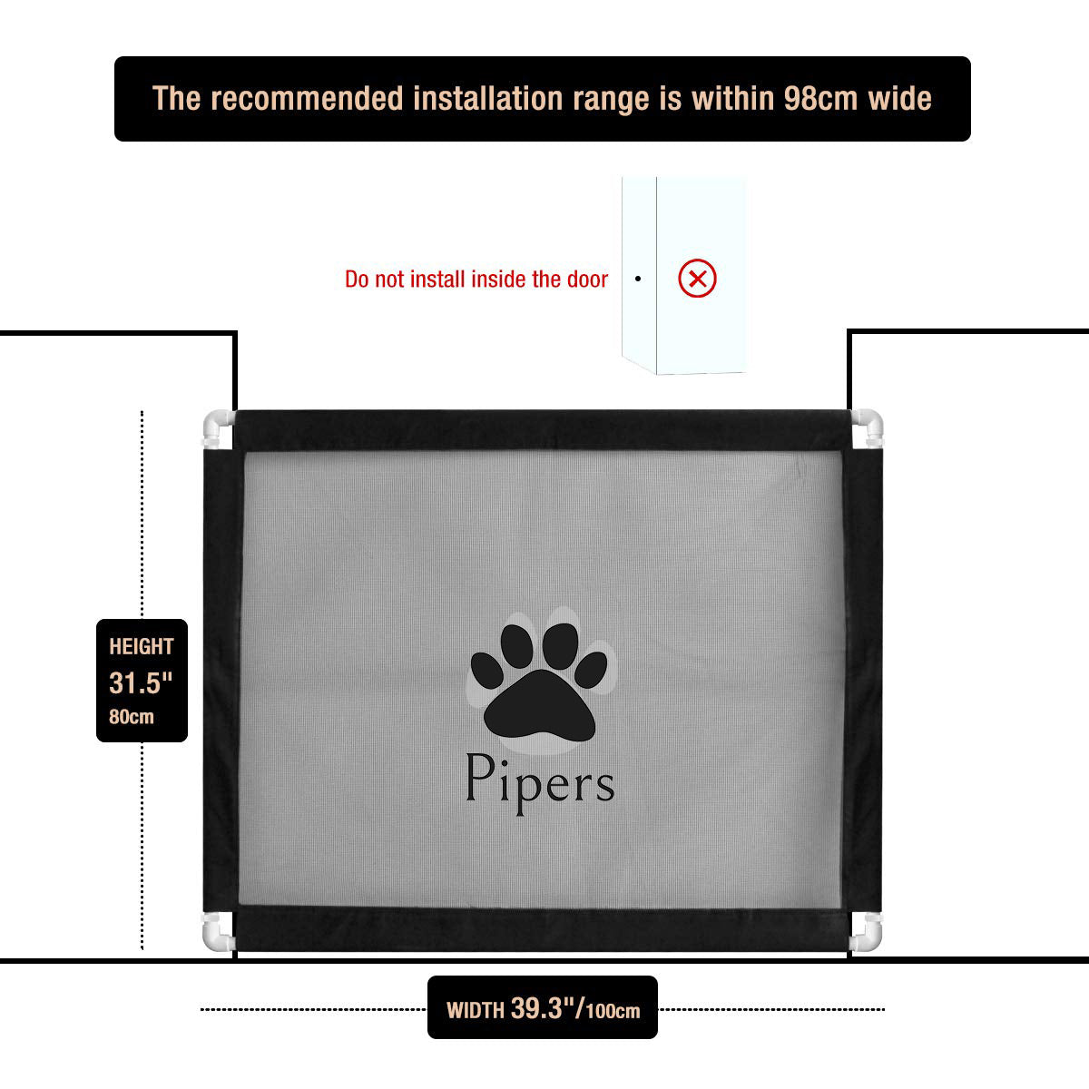 Pipers Pet Mesh Gate Dog Cat Enclosure Baby Guard Safety Barrier