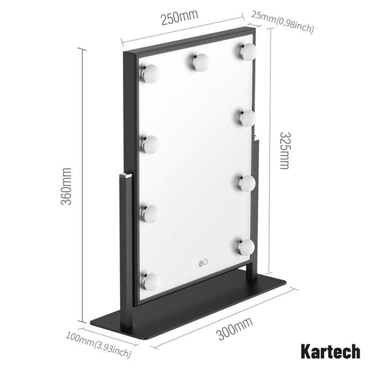 Kartech Hollywood Makeup Mirror With Light LED Bulbs Vanity Beauty Frameless 360