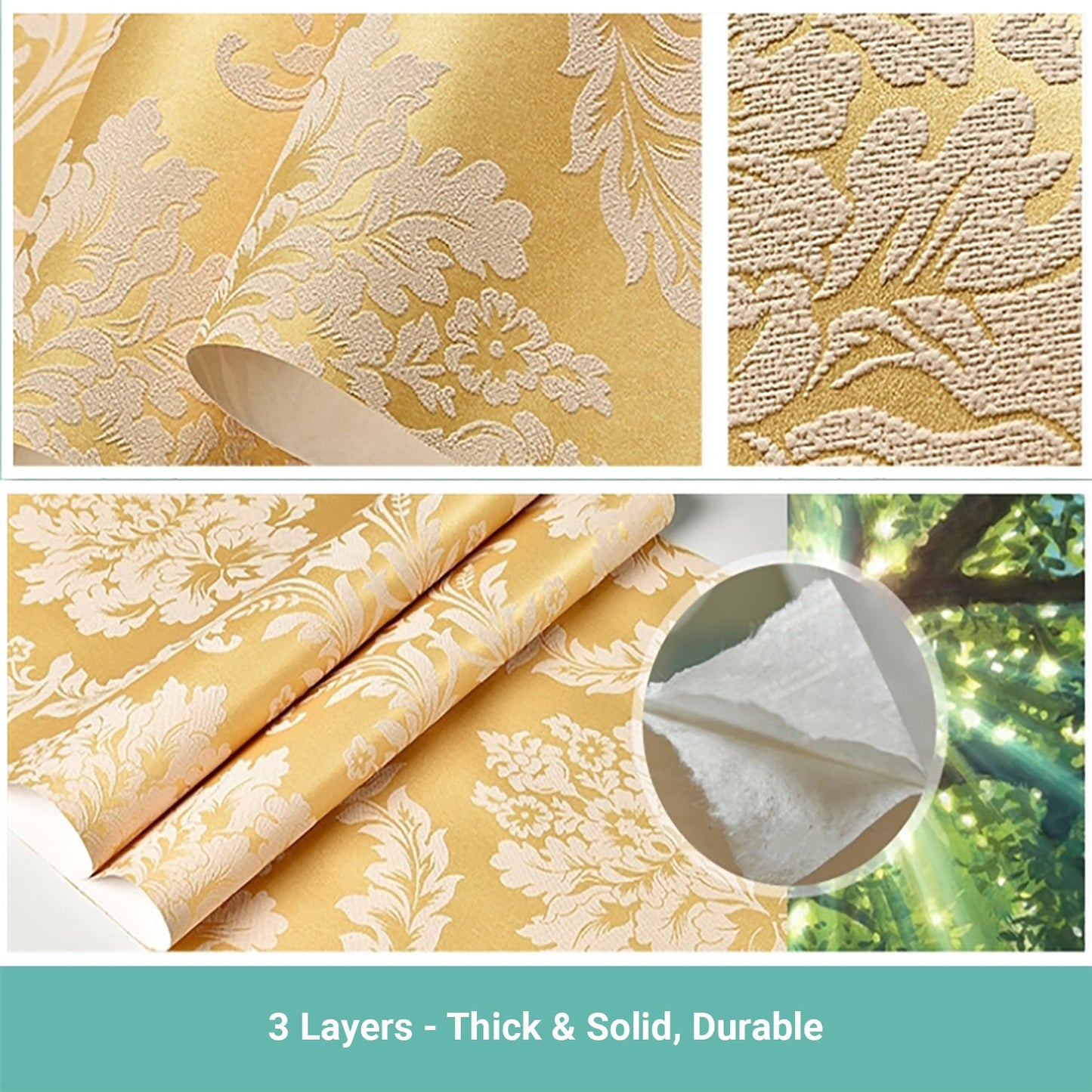 Wasel 3D Luxury Damask Wallpaper Nordic Embossed Texture Paper Roll Bedroom Stic
