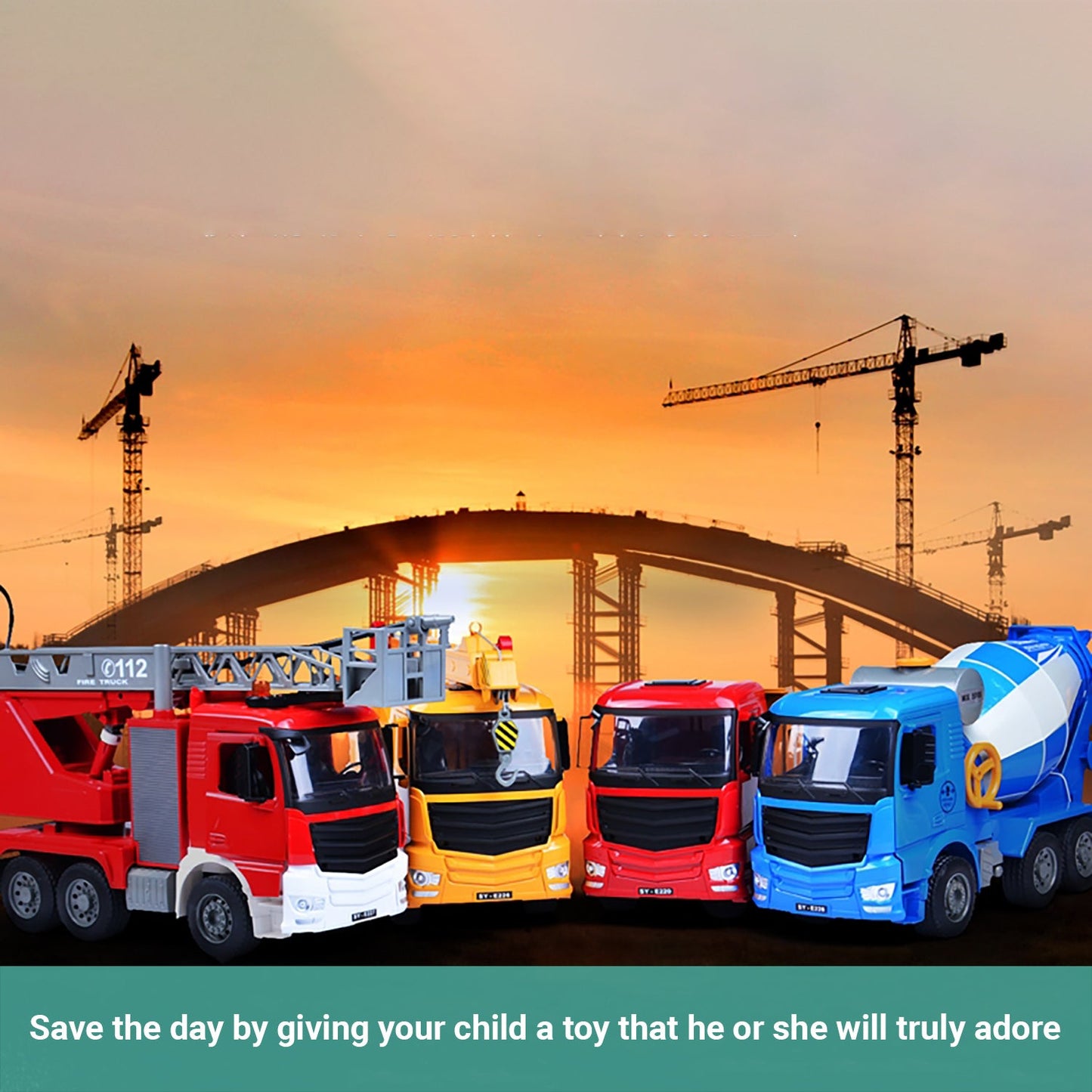 Truboo Construction Truck Toy Kids Large Vehicle Excavator Fire Engine Dumper
