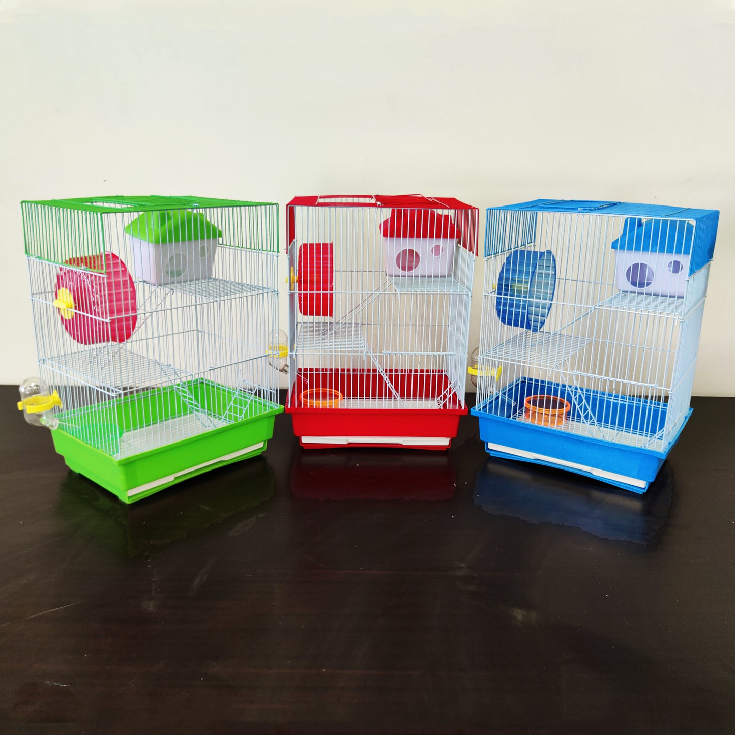 Mouse Hamster Cage Metal Frame Square Roof Red Coloured Toys 30cm x 23cm x 41cm