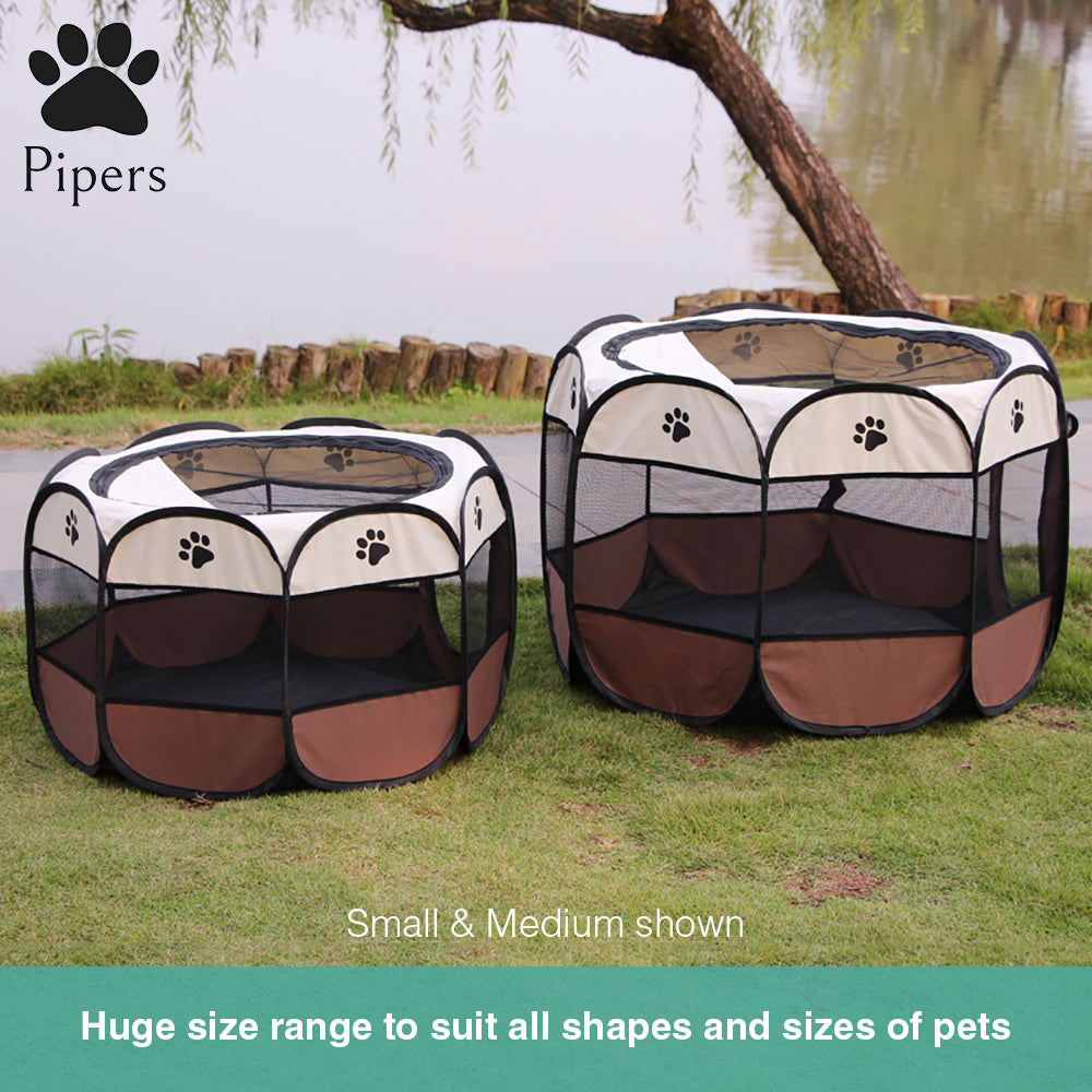Pipers Pet Portable Playpen Tent Enclosure Exercise Cat Cage 8 Panels Dog Puppy