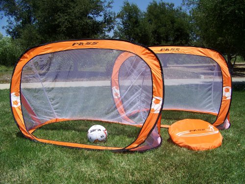 2x Pop Up Soccer Goals Football Net Kids Portable Mini Foldable Pop-Up Orange