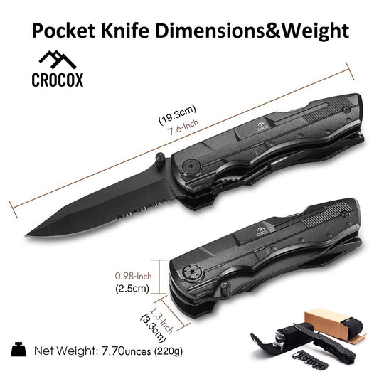 Crocox Mini EDC Folding Knife Utility Set Pocket Survival Tools Hunting Tactical