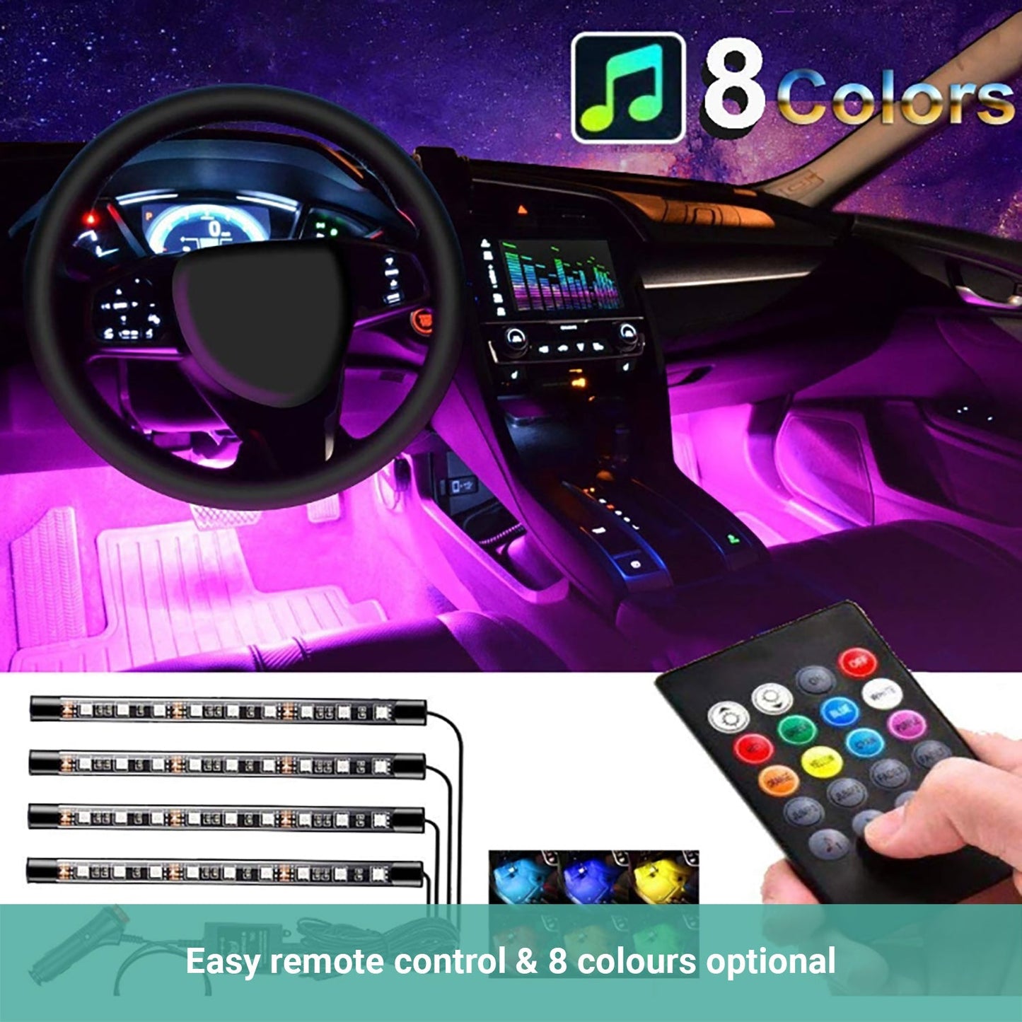 Kartech Car Interior Lights LED Wireless Decorative Music Strip Atmosphere Bar
