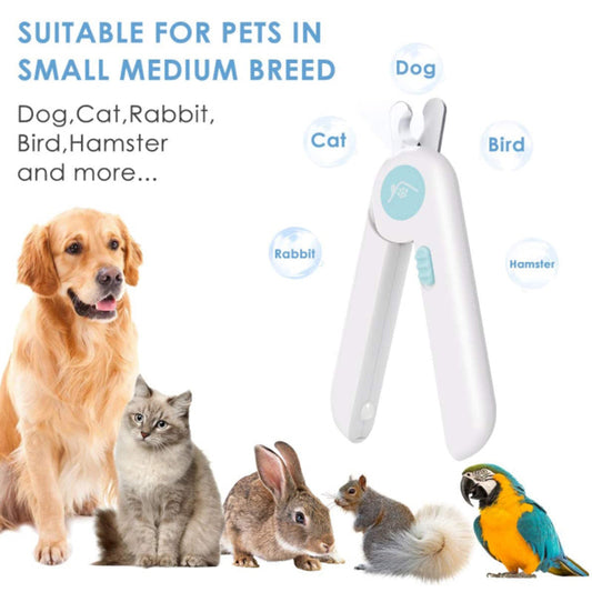 Pipers Cat Dog Nail Clippers Trimmer Pet LED Light File Razor Sharp Blade Cover