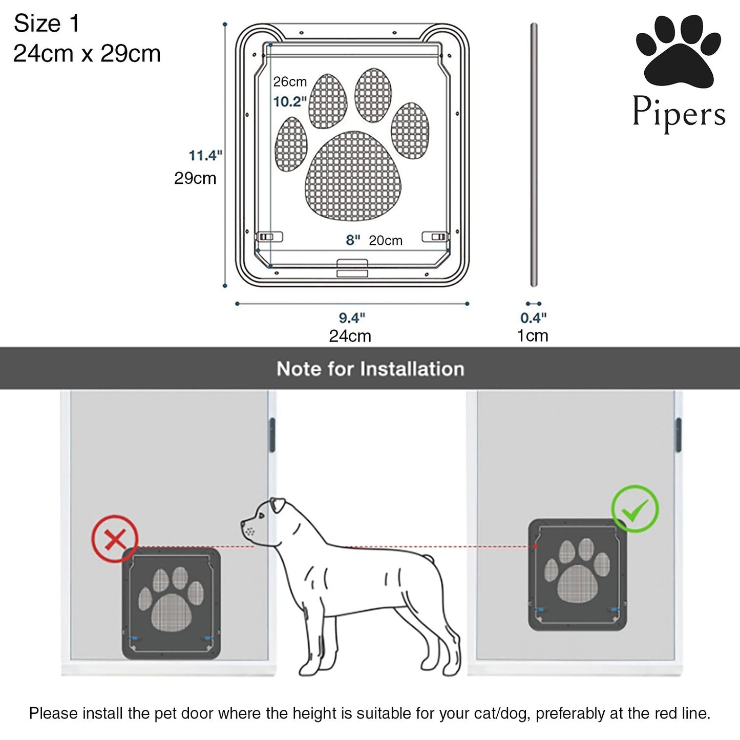 Pipers Pet Screen Door Dog Cat Puppy Flap Automatic Lock Security Large Window