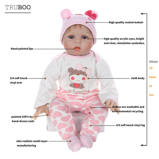 Truboo Reborn Baby Dolls Toys Lifelike Kits Boy Girl Realistic Newborn Silicone