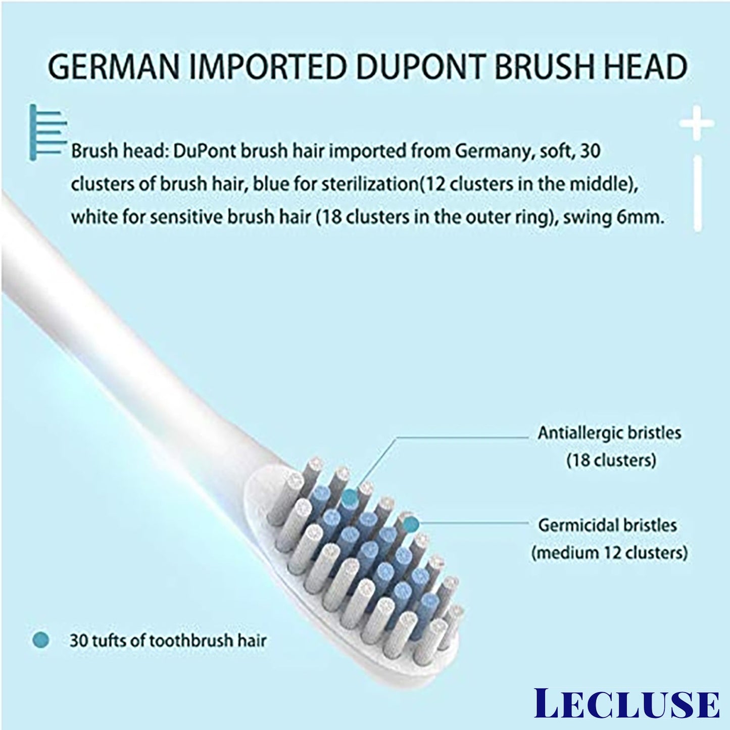 Lecluse Sonic Electric Toothbrush USB Rechargeable Ultra Whitening Adults Kids
