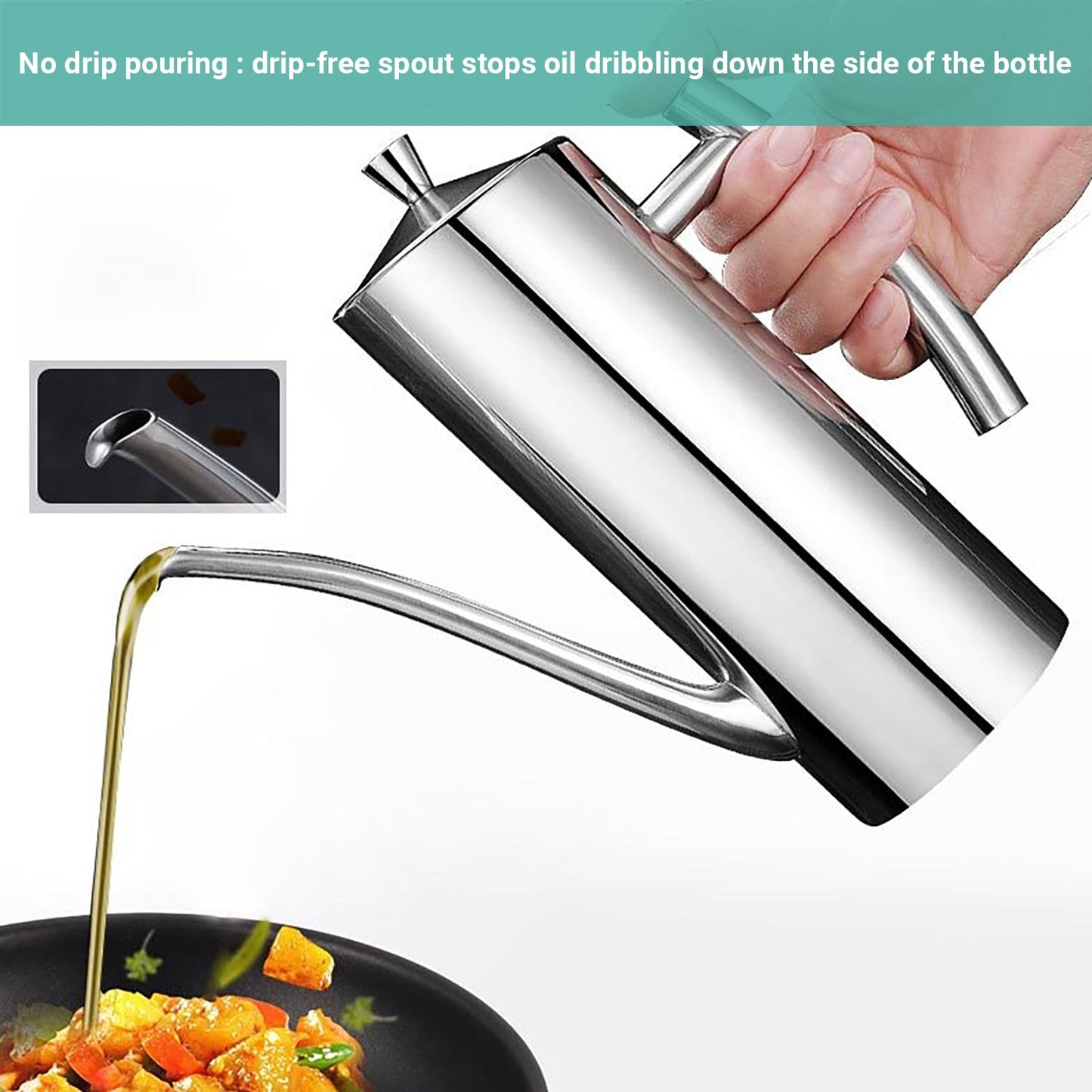 Wasel Kitchen Oil Bottle Stainless Steel Dispenser Olive Vinegar Pourer Spray