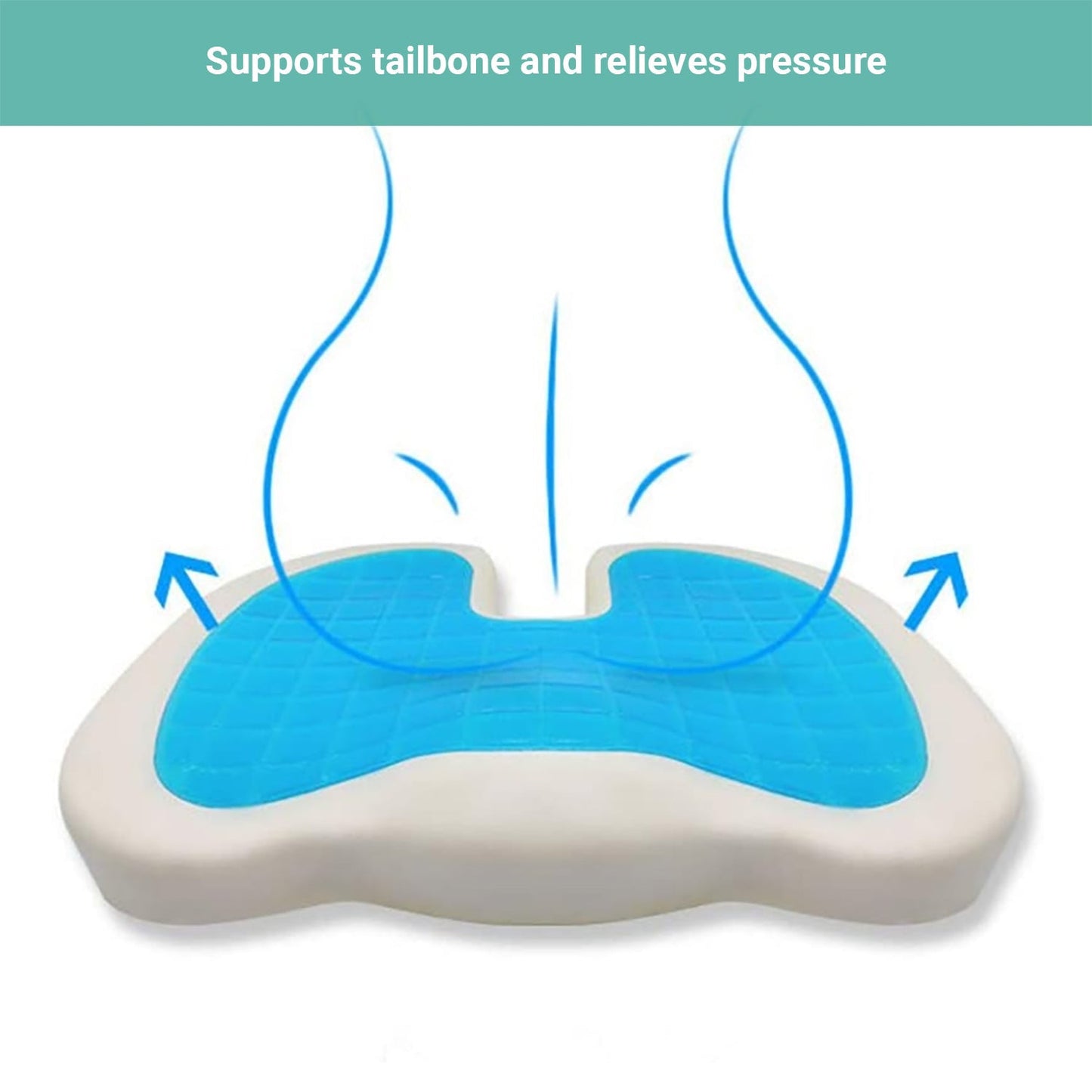 Lecluse Gel Seat Cushion Memory Foam Back Support Cooling Seat Non-Slip Soft