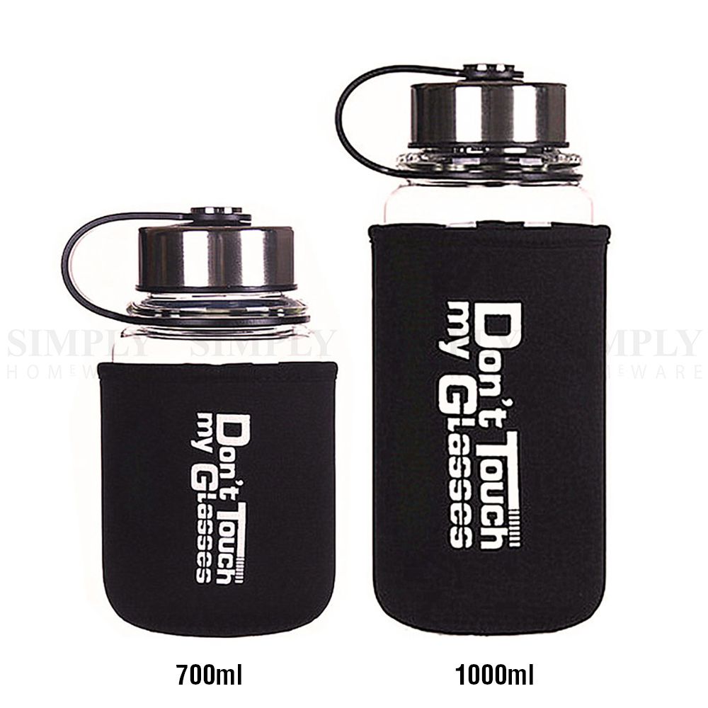 Glass Water Bottle 1L 1000ml BPA Free Sports Tea Crystal Juice Drinking Bottles - Simply Homeware
