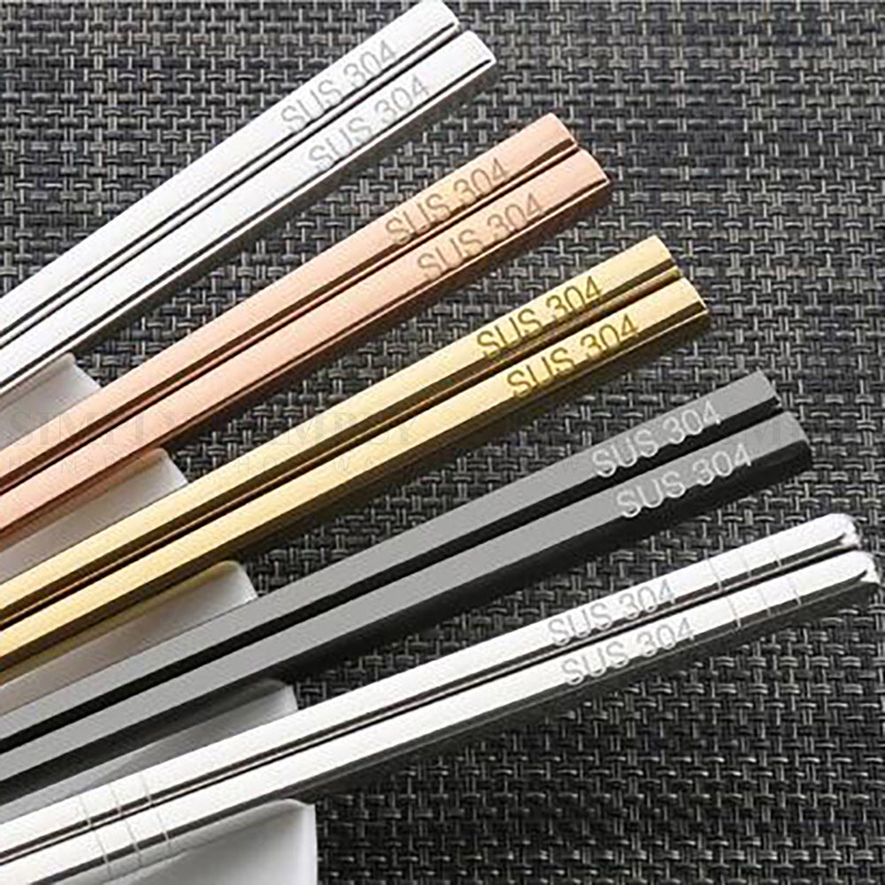 Stainless Steel Chopsticks 304 Set Bulk Silver Metal Korean Asian Japanese Gift - Simply Homeware