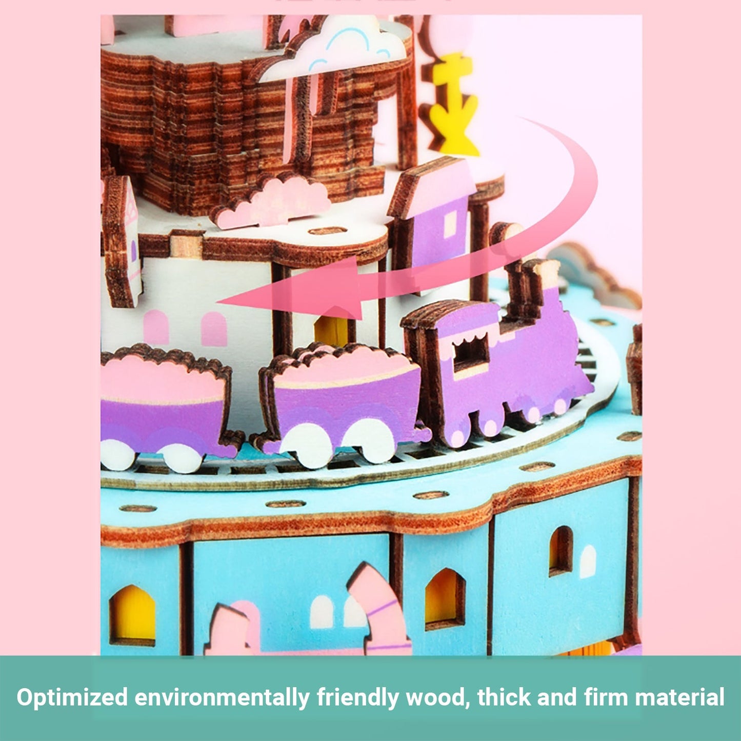 Lineguard DIY Music Box 3D Wooden Puzzle Assembled Craft Building Blocks Toy