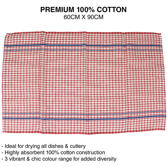 Bulk Tea Towel Hand Teatowels Towels 100% Cotton Hotel Kitchen Linen - 12 Pack