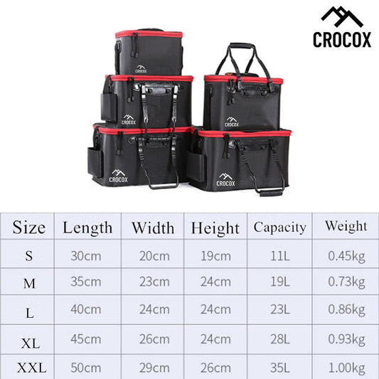 Crocox Fishing Boxes Bucket Tackle Storage Plastic Live Bait Folding Small Large