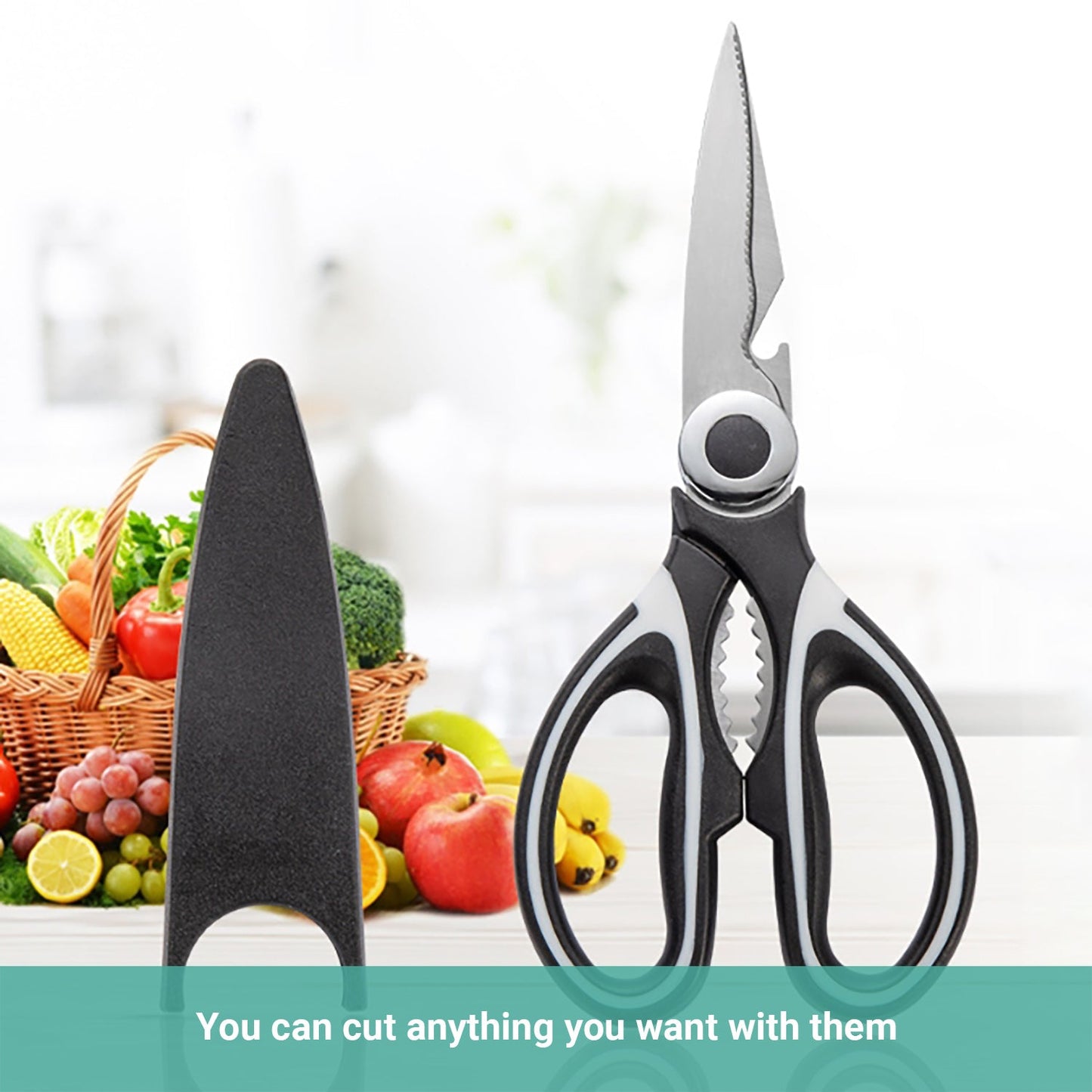 2x Lecluse Kitchen Shears Heavy Duty Scissors Stainless Steel Multi-Purpose Cut