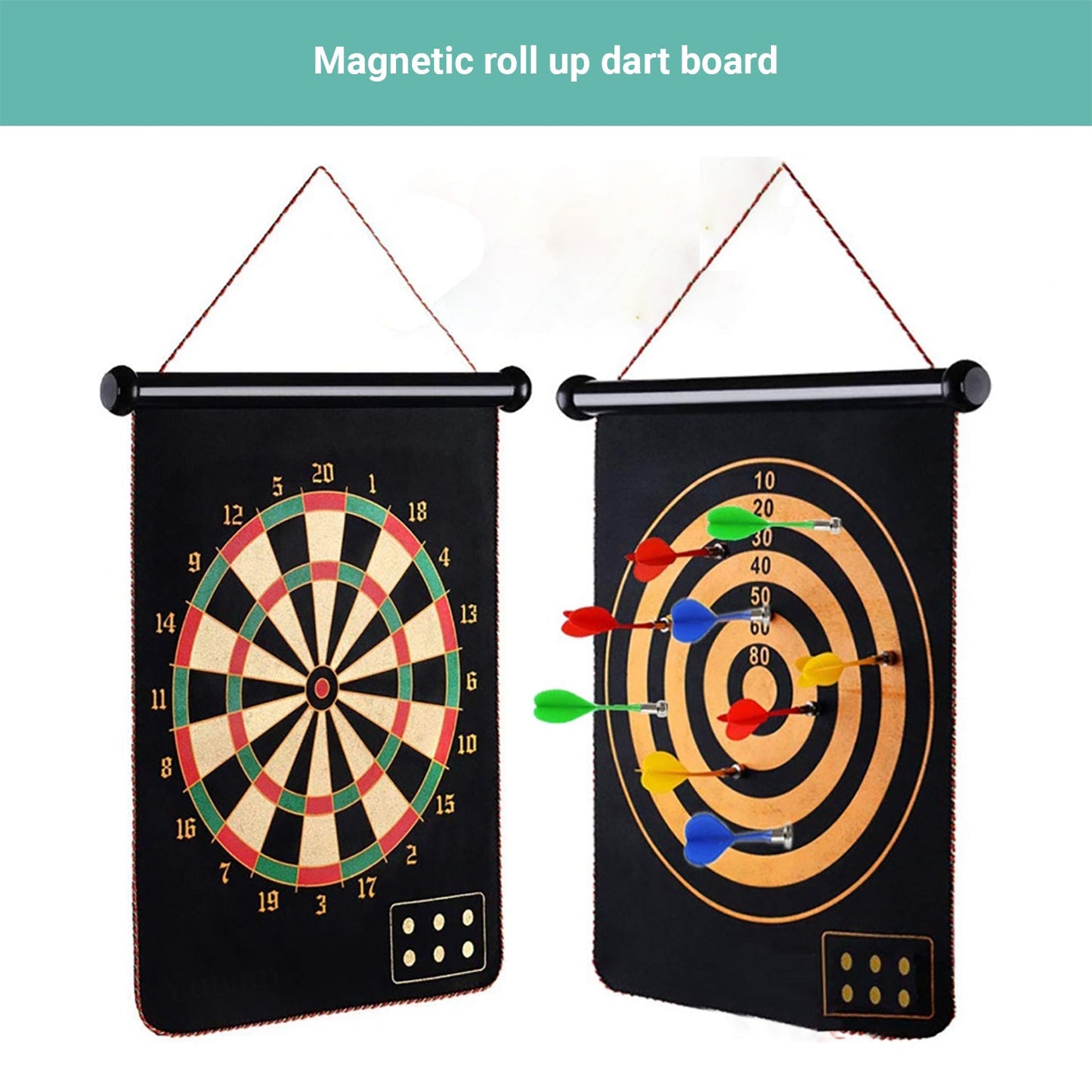 Permafit Dart Board Double Sides Professional Competition Set Rollup Magnetic