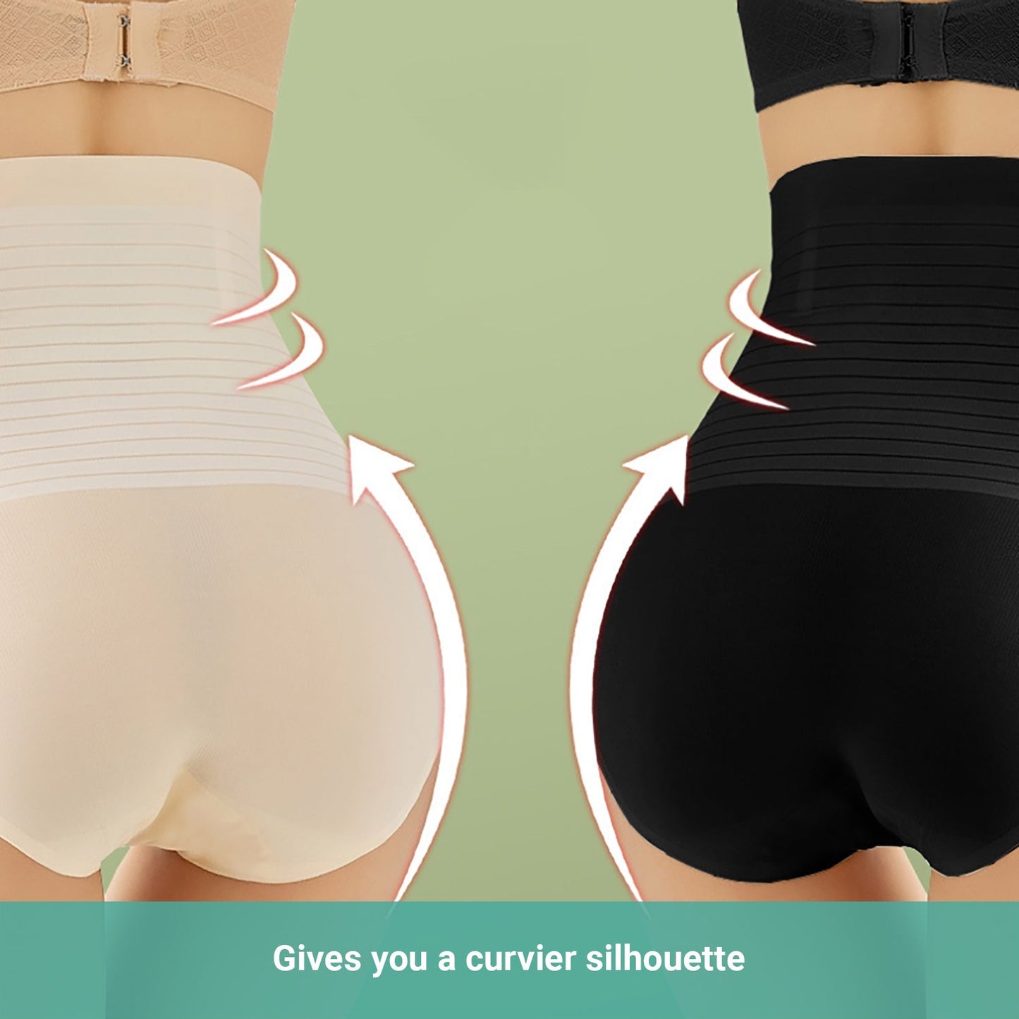 Meur Women High Waist Shapewear Stripe Briefs Shorts Body Slimmer Tummy Control