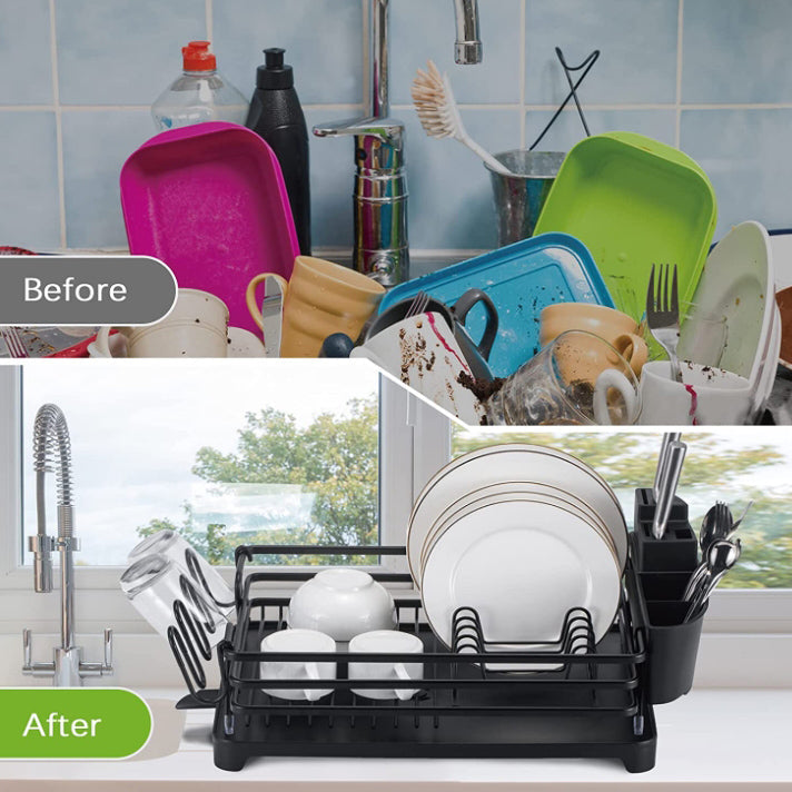 Lecluse Aluminum Dish Drying Rack Rustproof Sink Dish Rack And Drainboard Set Di