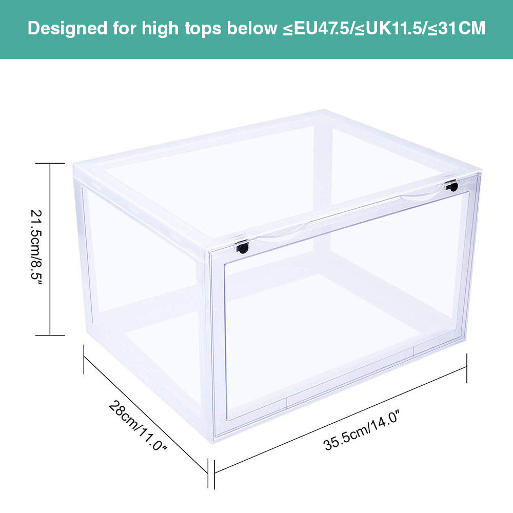 Meur Sneaker Display Cases Magnetic Shoe Box Storage Stackable Clear Rack Cubes