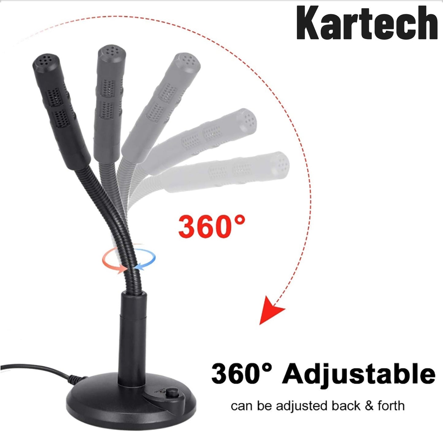 Kartech Desktop Microphone USB 3.5mm Mini Laptop Mic Plug Play Computer PC MAC