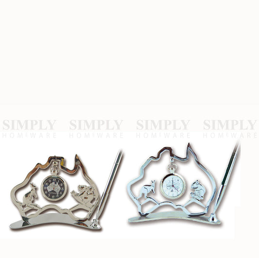 Australian Souvenirs Map Clock Pen Movement Beside Silver Aussie Gift Bulk - Simply Homeware