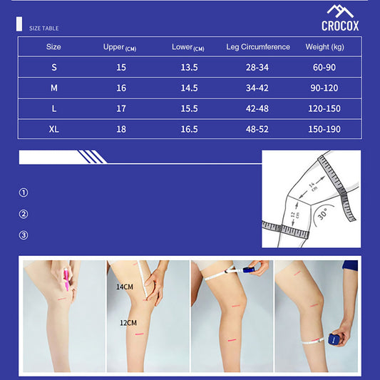 Crocox Knee Braces Support Strap Compression Sleeve Silicone Pad M L XL Adult