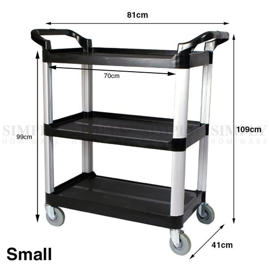 Service Cart Restaurant Trolley Kitchen Serving Catering Large Shelf Food 3 Tier