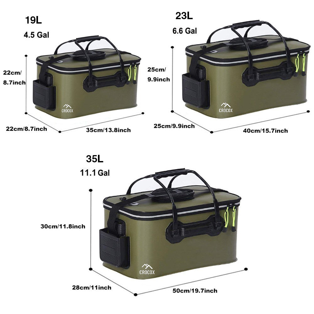 Crocox Fishing Boxes Bucket Tackle Storage Plastic Live Bait Folding Small Large