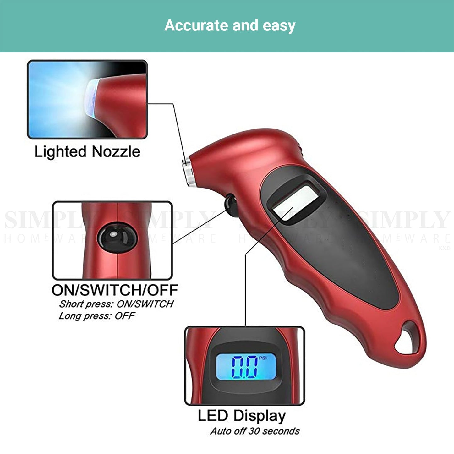 Kartech Tyre Pressure Gauge Digital Instant Read Car Bicycle Monitoring System