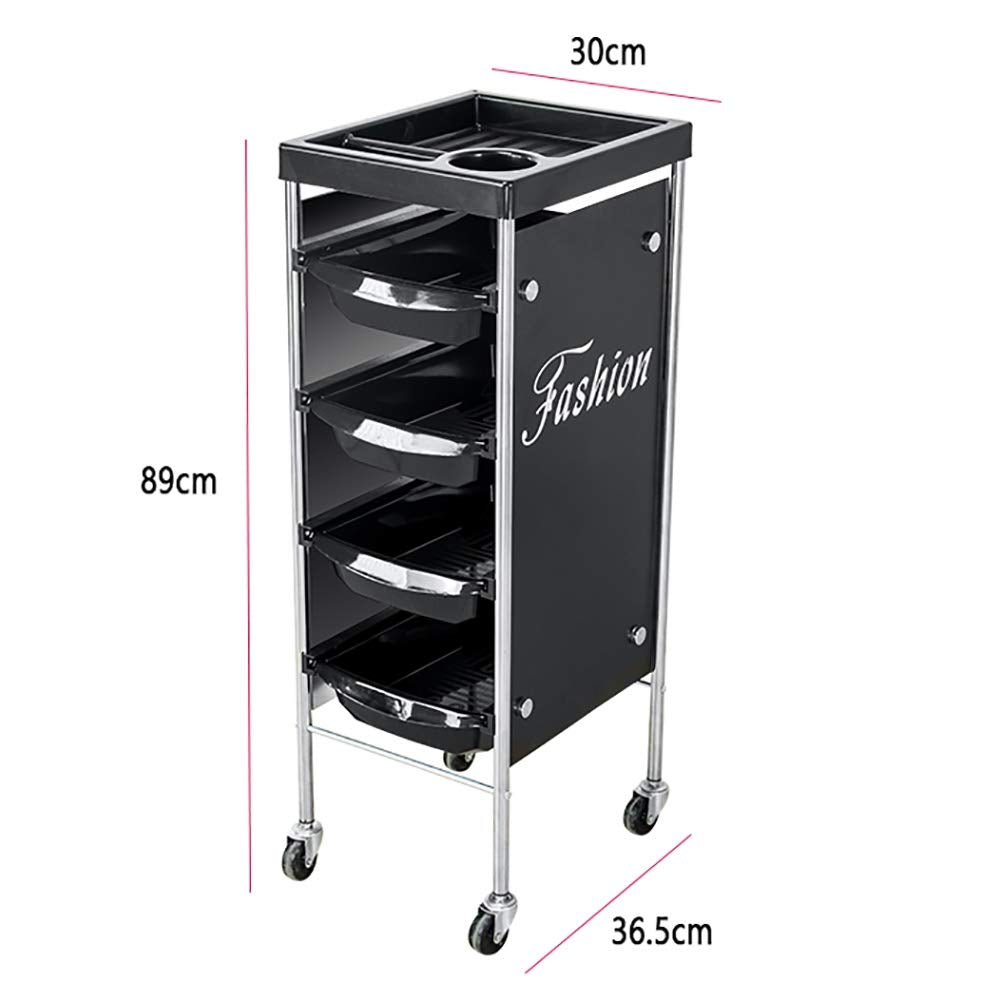 Hairdressing Trolley Salon Beauty Spa Wheel Dresser Drawer Storage Black 4 Tier