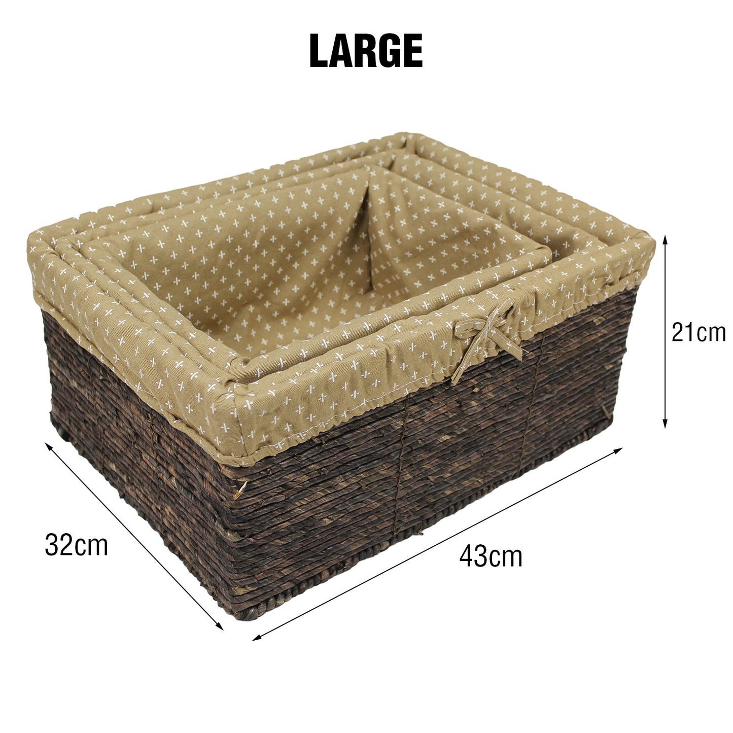 Wicker Cane Baskets Set Storage Box Small Medium Large Vintage Antique Picnic 3P
