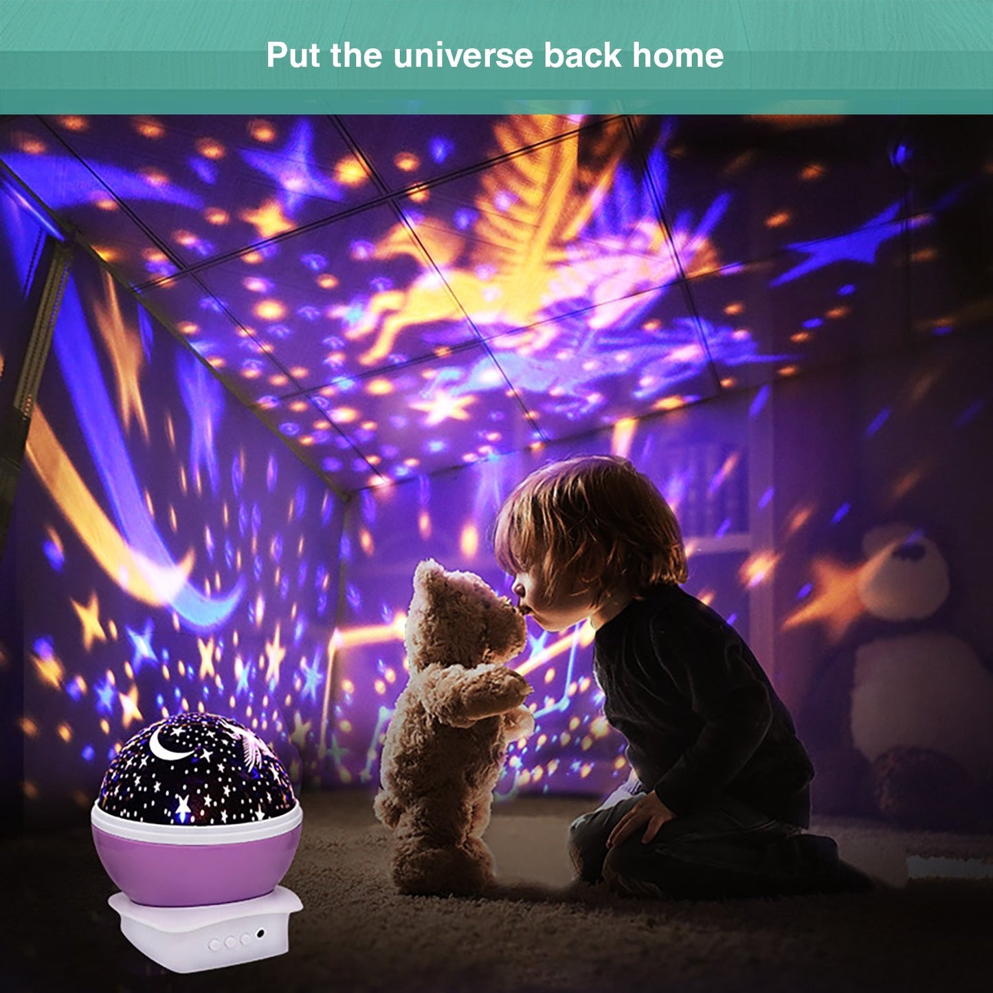 Wasel Starry Sky Night Lamp 3D Star Moon Projector Lunar Light Baby Kids Galaxy