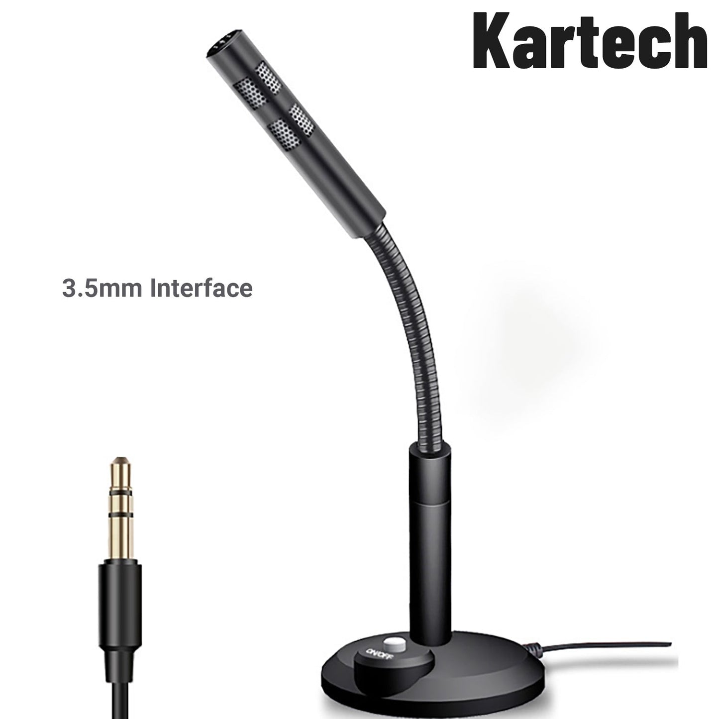 Kartech Desktop Microphone USB 3.5mm Mini Laptop Mic Plug Play Computer PC MAC
